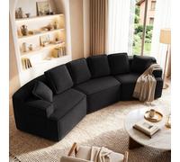 COMHOMA Canapé modulable, 3 Places Convertible en Laine d'agneau, composé de 3 modules indépendants, Forme Arrondie, avec accoudoirs et Poche de Rangement latérale, livré compressé, Noir