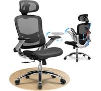 COMHOMA Chaise Bureau, Chaise de Bureau Ergonomique en Maille, Accoudoirs 4D, Dossier Haut avec Fonction Bascule et Verrouillage (90-125°), Assise Extra Large, Capacité de Charge 180 kg, Noir