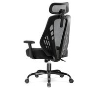 COMHOMA Chaise de Bureau Ergonomique avec accoudoirs 3D, appuie-tête, Chaise de Jeu en Maille Respirante, Dossier en Forme de V, Fonction basculante, siège en Mousse Haute densité, Noire