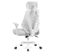 COMHOMA Chaise de Bureau Ergonomique avec accoudoirs, Maille Respirante, Dossier en Forme de V, réglable, Fonction basculante, siège en Mousse Haute densité, roulettes silencieuses, Gris