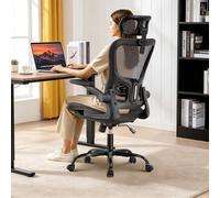 COMHOMA Chaise de Bureau Ergonomique en Maille avec Double Couche de Maille Respirante, Support Lombaire adaptatif, appuie-tête réglable, pour Bureau à Domicile, pivotante, 150 kg, Noire