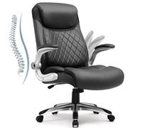 COMHOMA Chaise de Bureau Ergonomique,Fauteuil avec Accoudoirs Pliables et Dossier Haut, Fonction Bascule, Fauteuil de Direction Réglable en Hauteur，Cuir résistant aux Rayures，Noir (Noir)