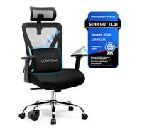 COMHOMA Chaise de Bureau Ergonomique [TESTSIEGER]，Fauteuil avec Appui-tête 3D & Appui Lombaire 3D, accoudoirs réglables, Office Chair avec Fonction Bascule et basculement