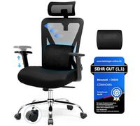 COMHOMA Chaise de Bureau Ergonomique [vainqueur du Test] - avec Appui-tête 3D et Support Lombaire 3D - Accoudoirs réglables - Chaise de Bureau avec Fonction Bascule et Inclinaison, Noir