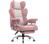 COMHOMA Chaise de bureau grande et haute en cuir avec repose-pieds, chaise exécutive ergonomique avec soutien lombaire à ressort ensaché et accoudoirs souples et fermes orientés vers l'extérieur Rose