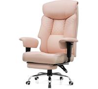 COMHOMA Chaise de Jeu, Personnes Grandes Lourdes, Ergonomique, Coussin 3D, réglable, Repose-Pieds, Cuir synthétique, Supporte 180 kg, Rose