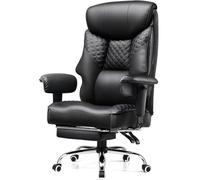 COMHOMA Chaise de Jeu, Personnes Grandes Lourdes, Ergonomique, Coussin 3D, réglable, Repose-Pieds, Cuir synthétique, Supporte 180 kg, Noir