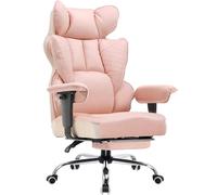 COMHOMA Chaise Gaming Ergonomique accoudoirs réglables, Support Lombaire Ressorts Personnes Grande Haute, Supporte 180 kg, Large Assise, Rose