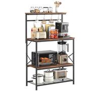 COMHOMA Étagère de Cuisine, Etagere Rangement, Meuble Cuisine, Etagere, Rangement Cuisine, 3 Étagères et 8 Crochets, pour Four à Micro-Ondes, Réglables, Cadre en métal, 80x40x126cm, Marron Rustique