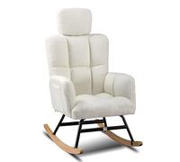 COMHOMA Fauteuil à bascule, fauteuil de relaxation, avec accoudoirs et appuie-tête, fauteuil à oreilles, en peluche peluche, charge maximale : 150 kg, chaise longue de jardin pour chambre à coucher