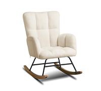 COMHOMA Fauteuil à bascule, fauteuil de relaxation, avec accoudoirs, fauteuil à oreilles, en peluche peluche, charge maximale : 150 kg, chaise longue de jardin pour chambre à coucher, salon, design