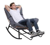 COMHOMA Fauteuil à Bascule, Fauteuil de Relaxation, Structure en Acier, Repose-Pieds Extensible, Coussin Amovible, Charge maximale : 136 kg, pour Chambre à Coucher, Salon, terrasse, Jardin, Gris