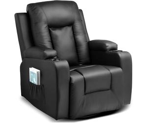 COMHOMA Fauteuil de Relaxation - avec Fonction allongée - Design Ergonomique - Dossier épais et accoudoirs - avec Fonction Bascule - Pivotant à 360° - Noir