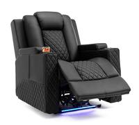 COMHOMA Fauteuil de Relaxation avec Fonction inclinable et Chaise Longue avec LED, réglable électriquement, jusqu'à 150 kg, avec Fonction de Massage, Salon, Chambre, cinéma Maison, Couleur Noire