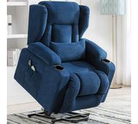 COMHOMA Fauteuil de relaxation debout Fauteuil de massage TV inclinable avec massage Fauteuil ergonomique Connexion USB Tissu de surface bleu