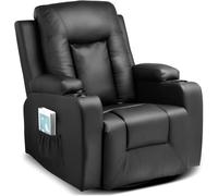 COMHOMA Fauteuil de Relaxation - Fauteuil de Massage avec Fonction allongée - Design Ergonomique - Dossier épais et accoudoirs - avec Fonction Bascule - Pivotant à 360° - Noir