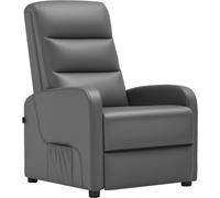 COMHOMA Fauteuil de Relaxation, Fauteuil Inclinable avec Dossier Réglable Jusqu'à 160° Manuellement, avec Repose-Pieds Fauteuils Rembourré Sac à Ressorts Simple Salon Chambre Home Cinéma PU-Gris