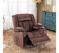 COMHOMA Fauteuil de Relaxation Fauteuil Salon Dossier Réglable 90°-160° Repose-Pieds Rétractable avec 2 Porte-gobelets Poches Latérales Brun