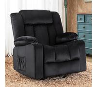 COMHOMA Fauteuil de Relaxation Fauteuil Salon Dossier Réglable 90°-160° Repose-Pieds Rétractable avec 2 Porte-gobelets Poches Latérales Noir