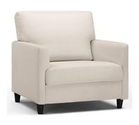 COMHOMA Fauteuil de relaxation Fauteuil TV pour chambre à coucher, coin lecture Fauteuil latéral avec mousse à mémoire de forme douce Siège lounge, housse en lin, Blanc