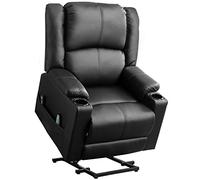 COMHOMA Fauteuil Électrique Relax Massage et Relaxation Aide à Debout Dossier Réglable Pédales Rétractables Avec 2 Porte-gobelets Beige Pour Personnes Âgées Noir