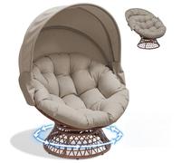 COMHOMA Fauteuil papasan, fauteuil pivotant confortable avec coussin rond, fauteuil en rotin confortable, fauteuil de relaxation rond pour salon, coin lecture, salon - Marron