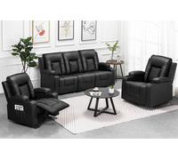 COMHOMA Fauteuil relax avec fonction bascule Fauteuil TV avec fonction chaise longue, dossier et accoudoirs épais, noir