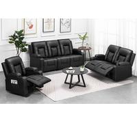 COMHOMA Fauteuil relax avec fonction bascule Fauteuil TV avec fonction chaise longue, dossier et accoudoirs épais, noir