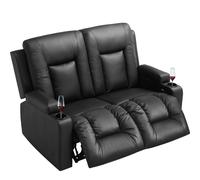 COMHOMA Fauteuil relax avec fonction bascule Fauteuil TV avec fonction chaise longue, dossier et accoudoirs épais, noir