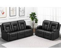 COMHOMA Fauteuil relax avec fonction bascule Fauteuil TV avec fonction chaise longue, dossier et accoudoirs épais, noir