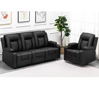 COMHOMA Fauteuil relax avec fonction bascule Fauteuil TV avec fonction chaise longue, dossier et accoudoirs épais, noir