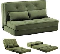 COMHOMA Fauteuil relax Canapé de sol pliable Fauteuil de sol avec fonction sommeil Lazy Sofa, polissé avec dossier réglable sur 5 positions vert