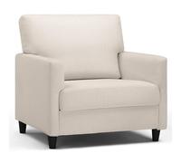 COMHOMA Fauteuil Salon, Fauteuil Relax, Chaise Longue, avec Accoudoirs et Dos épais, Siège Rembourré, Fauteuil Rembourré Sac à Ressorts Simple Salon Chambre Home Cinéma, en Lin Blanc