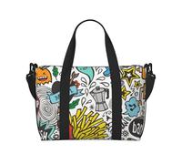 Comic Art Sac de voyage à main léger et polyvalent avec design spacieux, sac multi-usages, sac de bagage, sac de plage, sac de sport, sac de sport, Noir , Taille unique, Bagage à main