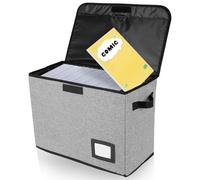 Comic - Boîte de rangement pour livres, 40 x 20 x 30 cm, peut contenir jusqu'à 150 - 180 livres, ultra robuste, pliable, avec couvercle à 2 poignées, avec compartiment pour étiquettes à faire soi-même