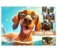 Comic Hunde (Wandkalender 2026 DIN A4 quer), CALVENDO Monatskalender: Zwölf lustig und bunte Hundebilder, die Sie zum Lachen bringen