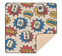 Comic Pop-Art Mahjong Grand tapis de jeu robuste pour intérieur et extérieur Tapis d'activités léger pour bébés, nourrissons et tout-petits, 127 x 127 cm