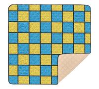 Comic-pop Grand tapis de jeu robuste à motif vichy demi-ton pour le sol, imperméable, pour bébé, tout-petit, 127 x 127 cm