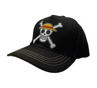 Comic Studio | One Piece | Casquette de Baseball | Chapeau de Paille de l'équipage Luffy | Noir, Orange Clair | Taille Unique