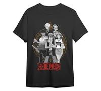 Comic Studio | One Piece T-Shirt | Licence Officielle | Monkey D. Ruffy, Zoro, Sanjo, Nami & Usopp | Unisexe | Noir | M