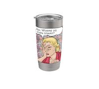 Comic Woman ne sait pas par où commencer Gobelet isotherme en acier inoxydable double paroi