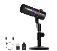 COMICA EJoy D10 Cardioid Mikrofon Dynamisches USB-C/XLR Mikrofon mit 48kHz/24bit, Calmix Rauschunterdrückung, RGB-Beleuchtung, Einstellbare Verstärkung & Monitoring, Microphone pour Streaming, Podcast