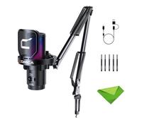 COMICA EJoy Uni (A) - Microphone USB Noir pour Ordinateur et Smartphone, Micro de Jeu à condensateur cardioïde RGB pour podcasting, Streaming, Enregistrement, avec Support de Bras de Perche