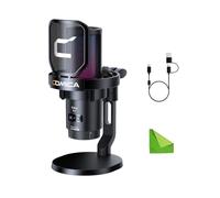 COMICA EJoy Uni (D) - Microphone Noir pour Ordinateur et Smartphone, Micro de Jeu à condensateur cardioïde RVB pour podcasting, Streaming, Enregistrement, avec Support de Bureau