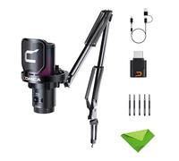 COMICA EJoy Uni Pro (A)-Noir Microphone pour Ordinateur et Smartphone,48Khz/24Bit RGB Cardioid Condenser Gaming Mic pour Podcasting,Streaming,Recording,Music Creation,with Boom Arm Stand