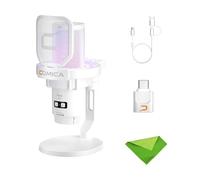 COMICA EJoy Uni Pro (D) - Microphone Blanc pour Ordinateur et Smartphone, Micro de Jeu à condensateur cardioïde RVB pour podcasting, Streaming, Enregistrement, avec Support de Bureau