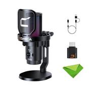 COMICA EJoy Uni Pro (D)-Noir Microphone pour Ordinateur et Smartphone, Micro à condensateur cardioïde RGB pour podcasting, Streaming, Enregistrement, avec Support de Bureau