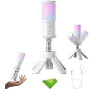 COMICA Ejoy UNI S Microphone de Jeu pour PC, PS5 et Smartphone, Micro à condensateur cardioïde RGB avec trépied, 48kHz/24bit, Suppression du Bruit, Micro Blanc pour Le Streaming