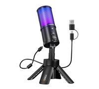 COMICA Ejoy UNI S USB Gaming Microphone for PC, RGB Cardioid Condenser Mic with Tripod Stand, 48kHz/24bit, Noise Cancellation, Streaming Mic for Recording, Podcast, Twitch, Discord, Computer, PS5, PS4