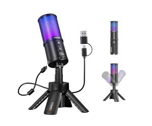 COMICA Ejoy UNI S USB Gaming Microphone for PC, RGB Cardioid Condenser Mic with Tripod Stand, 48kHz/24bit, Noise Cancellation, Streaming Mic for Recording, Podcast, Twitch, Discord, Computer, PS5, PS4